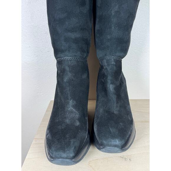 Hogan Suede Wedge Black Boots 37.5 Designer Leather Sherpa Lined Ski Snow Luxury - Picture 3 of 11